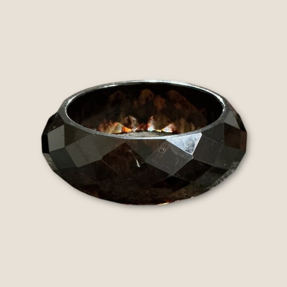 Vintage Estate Smoky Faceted Diamond Pattern Bangle Bracelet - Picture 5 of 5